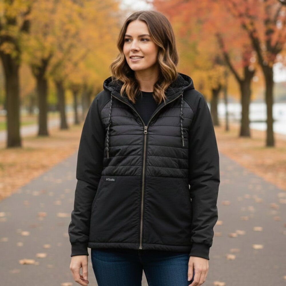 Columbia Kincaid Crest Jacket Insulated Sherpa Water Resistant Black Women sz S